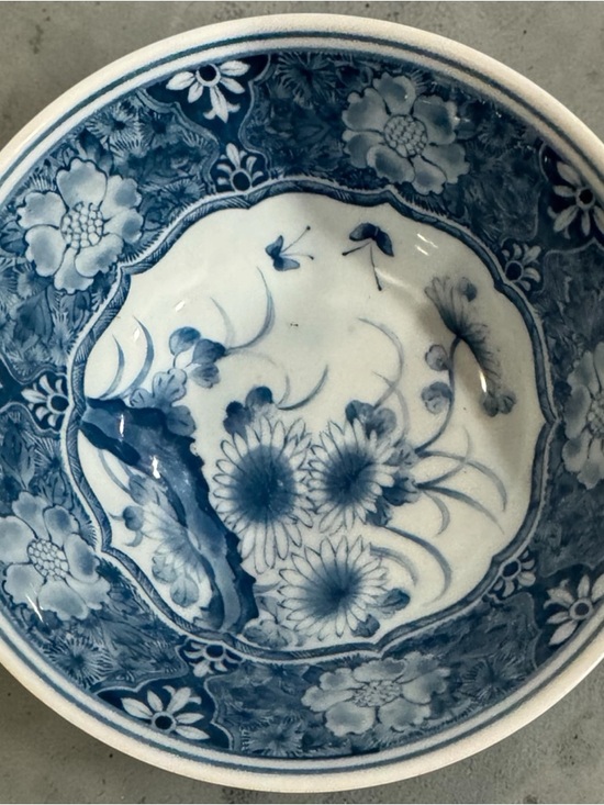 Imari Other - Antique Japanese Imari Blue & White Sometsuke Porcelain Deep Plate Bowl 6”